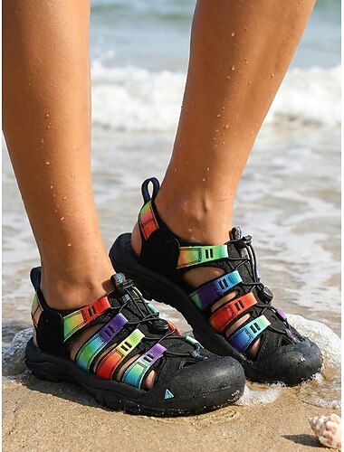  Naisten värikkäät vaellussandaalit - kevyet, hengittävät, suljetun kärjen vesikengät säädettävillä hihnoilla aktiivisille naisille, polkuvaellukselle, matkoille, rannalle, retkeilyyn &kesäseikkailuja
