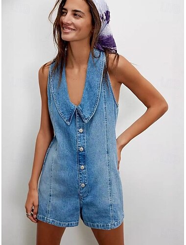  Dames Playsuit Actief Mouwloos Recht Dagelijks Vakantie Ruim Passend blauw Marineblauw Lente