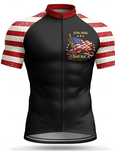  Amerika's 250e verjaardag Independence Day Amerikaanse nationale feestdag Voor heren Wielrenshirt Amerikaanse Amerikaanse vlag Vlag / Nationale vlag Korte mouw Fietsen Shirt Kleding Bovenlichaam met