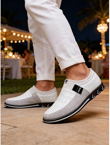  Herreloafers i kunstskinn, komfortable og trendy, flotte for kvelder på feriestedet og semi-formelle arrangementer