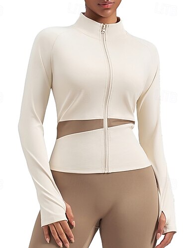  Damskie Niejednolita całość Běžecká bunda Kurtka Outdoorowa Kurtka sportowa Lato Wiosna Jesień Pełny zameczek Szczupła Długi rękaw Szybkie wysychanie Lekki Elastyczny Oddychający Siłownia Bieganie