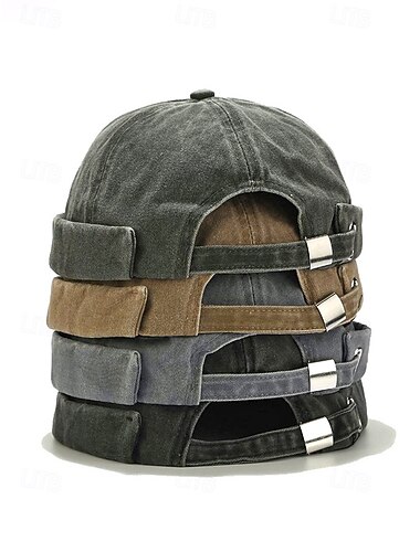  Verstelbare dockerpet voor heren van polyester, lichtgewicht en ademend, verkrijgbaar in diverse kleuren, ideaal voor de lente en zomer, perfect voor vakantie en casual dagelijks gebruik.