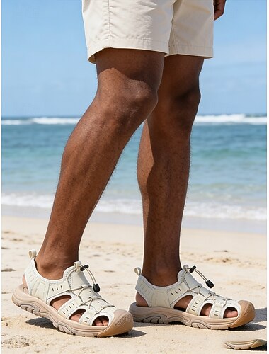  Herresandaler i kunstskinn, utendørs, avslappet og elegant for kvelder på feriestedet og strandturer