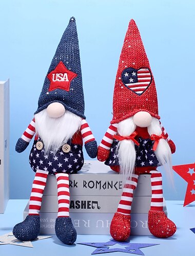  Набор из 2 кукол: полосатая пентаграмма, гном, безликая кукла, кукла Рудольф, украшение ко Дню независимости.