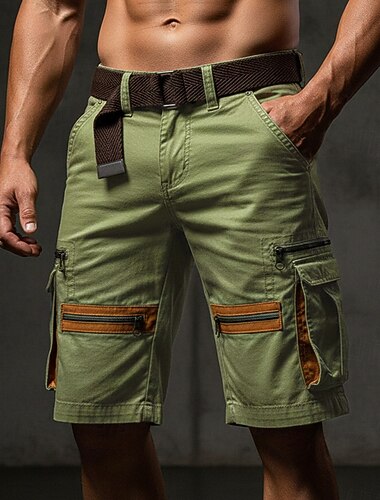  Męskie Spodenki cargo Szorty Szorty na co dzień Multi Pocket Prosta noga Fałszywa kieszeń Równina Jeden kolor Komfort Krótki Codzienny Na zewnątrz Święto Moda Moda miejska Czarny Zielony Nieelastyczny