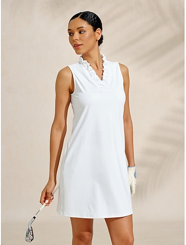  Naisten golf mekko Valkoinen Hihaton Hameet Naisten Golfasut Vaatteet Asut Vaatteet