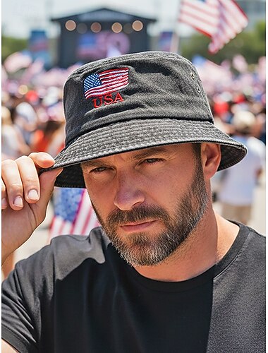 Chapeau seau en coton pour hommes du 250e anniversaire des États-Unis broderie du drapeau américain disponible en plusieurs couleurs parfait pour le jour de l'indépendance les États-Unis et un usage