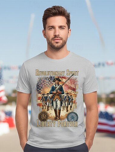  Patriotisk T-shirt Grafisk utslagsplats USA Retro / vintage Patriotisk T-shirt Ärm 1776-2026 för Unisex Vuxna 3D-utskrift för Självständighetsdag 4 juli Fest