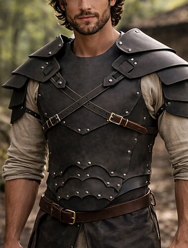  Rétro Vintage Médiéval Armure Armure d'Épaule Sans manches Chevalier Ranger Déguisement Unisexe Halloween Carnaval Foire de la Renaissance LARP Adulte Toutes saisons