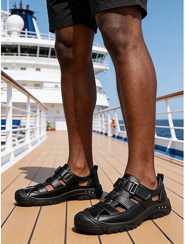  Herresandaler til øy- og cruisesport, lette, slitesterke såler, ideelle for strand- og feriestederferier