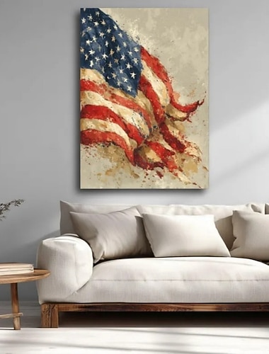  Amerika 250 Jahre – handgemaltes Ölgemälde auf Leinwand mit amerikanischer Flagge, Sternen und Streifen – Wanddekoration für Zuhause – gerollt, rahmenlos, ungespannt