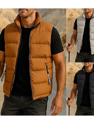  Męskie Kamizelka turystyczna Kamizelka puchowa Zima Jesień Na wolnym powietrzu Keep Warm Odporność na wiatr Yelek Łowiectwo Wędkarstwo Wspinaczka Czarny Biały Żółty