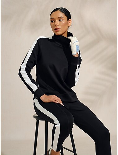  Damen Golf-Pullover Schwarz Langarm Oberteil Damen-Golfkleidung, Kleidung, Outfits, Kleidung