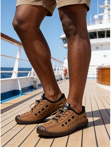  Brune, uformelle herresneakers, slitesterke og komfortable for øy- og cruiseeventyr