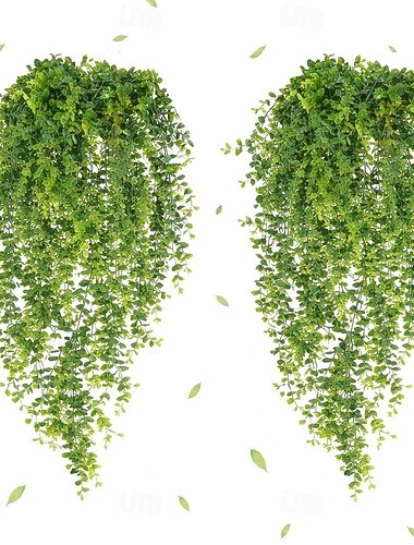  4 pezzi di eucalipto artificiale appeso, pianta artificiale in plastica appesa, decorazione da parete verde artificiale per interni e decorazione di coperture per tubi
