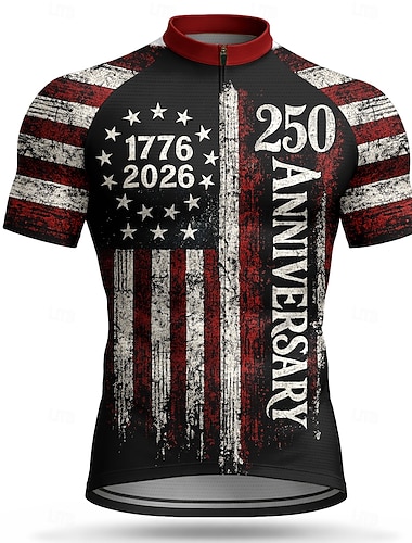  250º Aniversário da América Dia da Independência Dia Nacional Americano Masculino Camisa para Ciclismo American US Flag Bandeira / Bandeira Nacional Manga Curta Moto Camisa / Roupas Para Esporte
