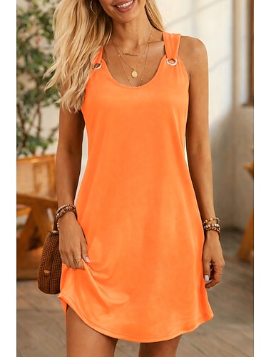  Dámské Mini šaty Černé šaty Volnočasové šaty Koktejlky Formální šaty prázdniny Módní Základní Denní Rande Jdeme ven Volný Bez rukávů Ramínka Černá Bílá Světlá růžová Oranžová Léto Jaro