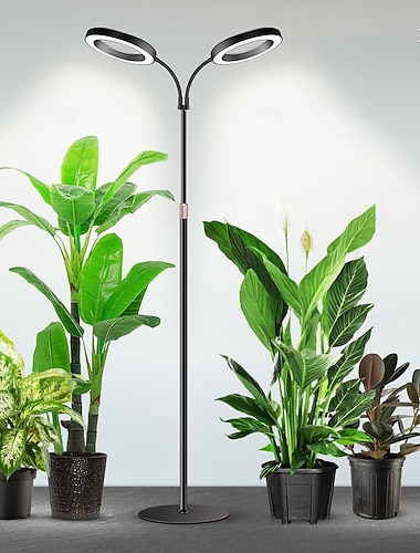  6-tommers dobbelthodet engelring-vekstlampe, 3 fargemoduser med timer (3/9/12 timer), 10 dimbare nivåer, 168 LED-lys, 67'' høydejusterbar, fullspektrum for inneplanter, sukkulenter, EU/US-plugg