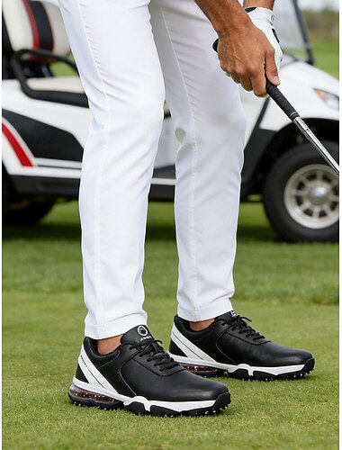  Baskets de golf noires pour hommes, conception légère, semelle extérieure en caoutchouc durable, idéales pour le parcours de golf