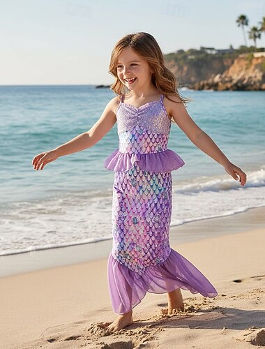  בתולת ים נסיכות בתולת ים שמלות תחפושת מסיבת נושא קוספליי for בנות ילדים בגדי ריקוד ילדים קרנבל נשף מסכות מפלגה חגים