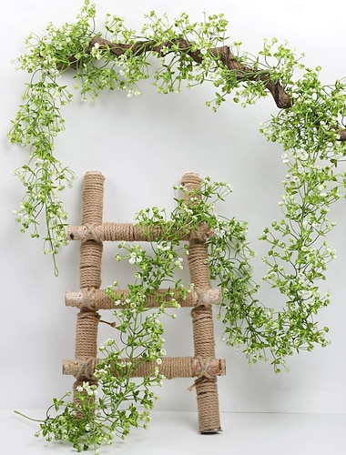  Confezione da 2 fiori artificiali di gypsophila, finti fiori di plastica da appendere, da 5,7 piedi, per arco nuziale, decorazioni per la casa &copertura del tubo del condizionatore d'aria