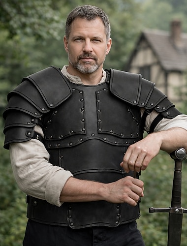  عتيق / معتق العصور الوسطى عصر النهضة الأسلحة والدروع الفايكينج Ranger ملابس تنكرية للجنسين خيال عيد الرعب مهرجان معرض النهضة LARP بالغين درع الكتف حارس الصدر كل الفصول