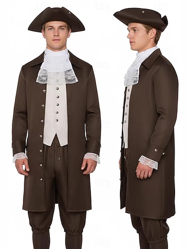  Victorienne 18ème Siècle Période de la Régence Tenues Costume élégant Pirate Epoque Coloniale Déguisement Homme Halloween Carnaval Performance Foire de la Renaissance Adulte Costume