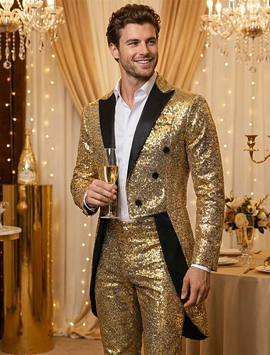  Disko 80. léta Smoking Frak Disko Flitry Maškarní kostým Pánské Karnevalový kostým Plesová maškaráda Klub Párty Pride Parade Dospělé Kabát