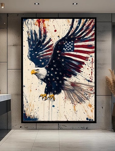  250 Jahre Amerika, handgemaltes Ölgemälde auf Leinwand, Wanddekoration, Weißkopfseeadler startet und fliegt frei, für die Heimdekoration, gerollt, rahmenlos, ungespannt