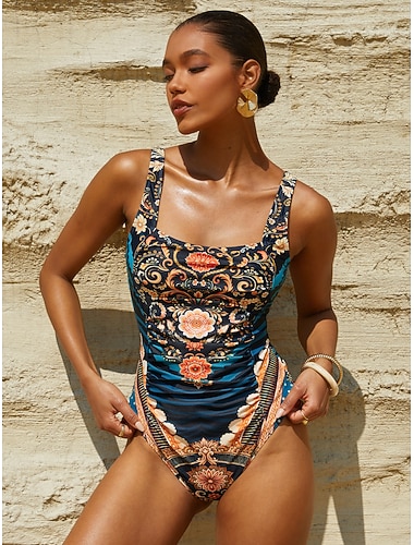  Einteiliger Badeanzug aus dehnbarem Material in der Farbe Empress in der Farbe Empress.