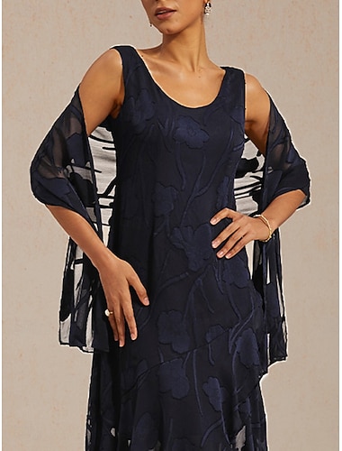  Dames haalt zijn schouders op Kant Bloemig Elegant koude schouder Dagelijks Bruiloft gast Strand bruiloft Marineblauw Olijf Zomer Lente