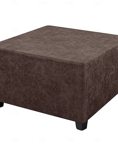  Wasserdichter Ottomanenbezug aus PU-Leder, dehnbare quadratische Stuhlbezüge für kleine und große Stühle, rechteckige Ottomanenbezüge mit rutschfestem Gummizug an der Unterseite für Fußhocker