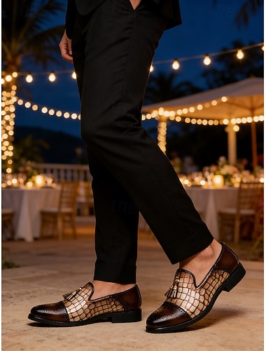  Herresko i svart og brunt kunstskinn, stilige og slitesterke, perfekte for kvelder på feriestedet og kveldsarrangementer