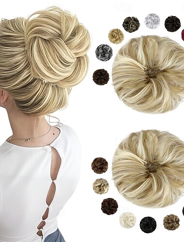  2 db kócos konty hajpánt nagy hullámos göndör rugalmas konty bolyhos vastag fánk konty póthaj hamvas szőke keverék szőkített szőke