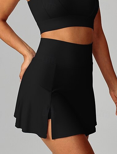  Mulheres Cor Sólida Saia casual Saia de tênis Saias de tênis com shorts Bolsos Secagem Rápida Respirável Corrida Ginástica Ioga Saias Falta Preto Branco Azul Roupas de tênis