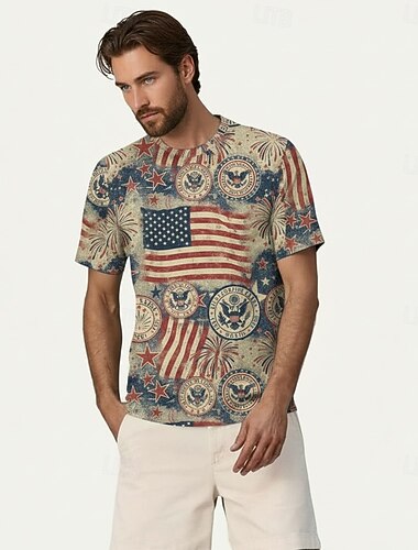  Patriotico T-shirt Maglietta grafica USA Retrò Vintage Patriotico Corte 1776-2026 per Unisex Adulti Stampa 3D  per Giorno dell'Indipendenza / 4 Luglio 4 Luglio Feste