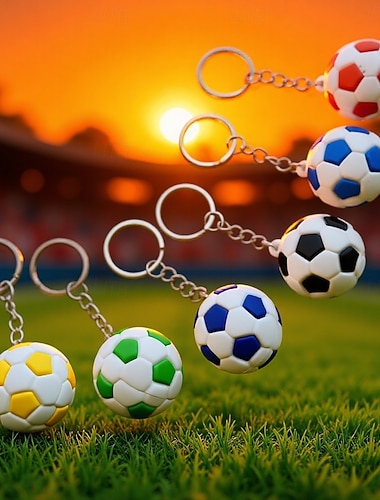  Set di 6 portachiavi a forma di pallone da calcio, mini portachiavi da calcio all'ingrosso, graziosi portachiavi sportivi per bomboniere per bambini, regali di squadra, accessori pendenti per zaino e