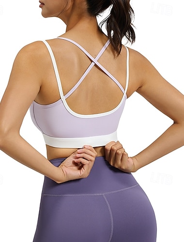  Naisten Keskitason tuki Pehmustettu tankkitoppi Juoksu rintaliivit Ohut Hyvä alkuun Pehmustettu Kuntosali Liikunta Juoksu Kevyt Elastinen Hengittävä Musta Keltainen Purppura Yhtenäinen