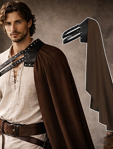  Retro Antiguo Medieval Renacimiento Asimétrica Capa Caballero Ranger Disfraz Unisexo Víspera de Todos los Santos Carnaval Feria del Renacimiento Fiesta temática retro Adultos Capa Todas las Temporadas