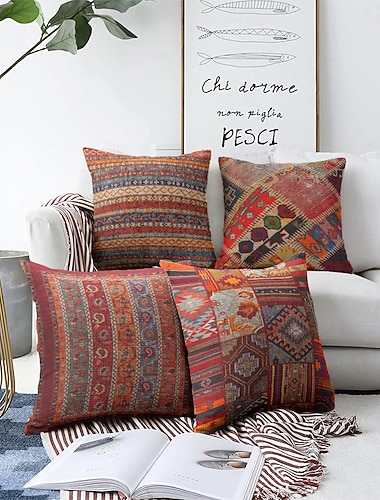  Kelim geometrischer doppelseitiger Kissenbezug, 1 Stück, weich, dekorativ, quadratischer Kissenbezug, Kissenbezug für Schlafzimmer, Wohnzimmer, Sofa, Couch, Stuhl