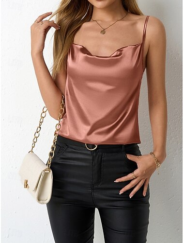  Per donna Blusa Canotta a canotta Senza schiena Semplice Vintage Elegante Senza Maniche Spallina Top Regolari Quotidiano Ferie Uscire Bianco Vino Rosso Marrone chiaro Marrone Estate Primavera