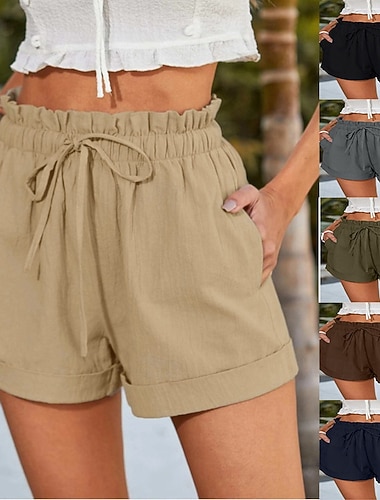  Dámské Kalhoty chinos Kraťasy prázdniny Módní Šik ven Krátký Vysoký pas Bez vzoru Kapsy Elastický pas Pohodlný Yumuşak Pohodlné Elastické Venkovní ulice Námořnická modř Černá Armádní zelená Khaki
