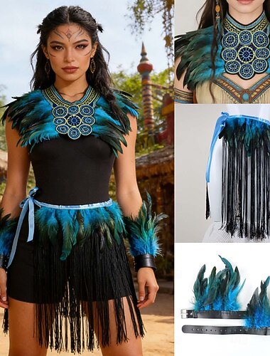  Medieval Renacimiento Accesorios para disfraces de plumas Guerrero Elfo Pluma Disfraz Mujer Víspera de Todos los Santos Carnaval Rendimiento LARP Feria Ren Adulto Disfraz