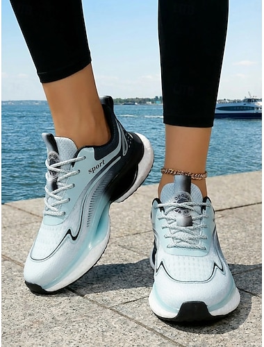 Dames sportschoenen in lichtblauw - ademend mesh bovenwerk, dempende luchtzool, moderne sportieve sneakers voor hardlopen, wandelen, krachttraining, fitness, joggen en reizen. &alledaagse sportkleding
