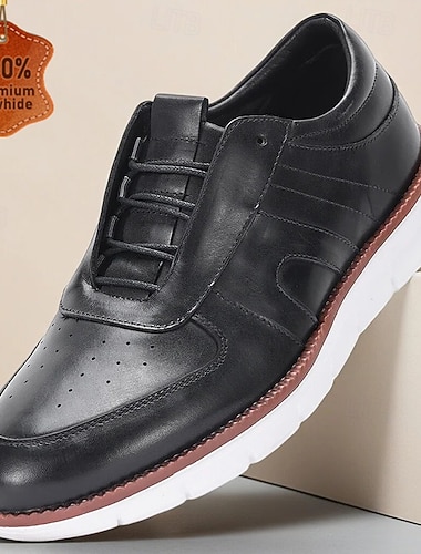  Schwarze Herren-Sneaker aus echtem Leder, hochwertige Hochzeitsschuhe mit lässigem Touch