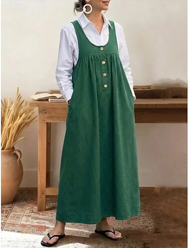  Dame Midikjole Skift Kjole Sommerkjole Slip kjole Rygløs kjole Ferie Fest Afslappet Daglig Hjem udendørs Løstsiddende Grafisk Uden ærmer U-hals Blå orange farve Sort Rød Sommer Forår Efterår