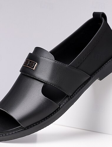  sandali neri da uomo, cinturino regolabile, suola comoda e casual, stile estivo rilassato per spiaggia, piscina e uso quotidiano