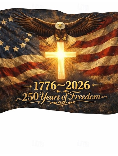  Drapeau américain d'extérieur commémorant le 250e anniversaire de la nation (1776-2026), patriotique, avec aigle, pour jardin et maison, à l'occasion du 4 juillet.