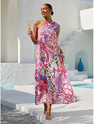  Blush&beast silkkisen satiiniinen pinkki paisley-maksimekko