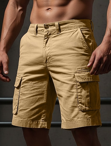  Herren Cargohose Cargohosen Cargo-Shorts Shorts Freizeitshorts Tasche Einfach Kurz Lässig Outdoor Streetwear Mode Streetwear Schwarz Khaki Unelastisch